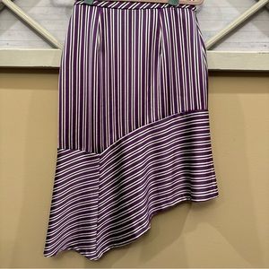 Banana Republic Purple and White Asymmetrical‎ Striped Midi Skirt Women’s size 4